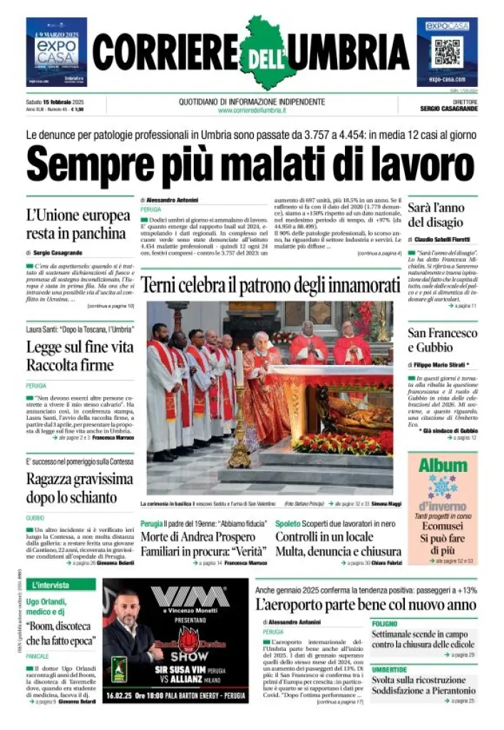 Prima-pagina-corriere umbria-del-2025-02-15